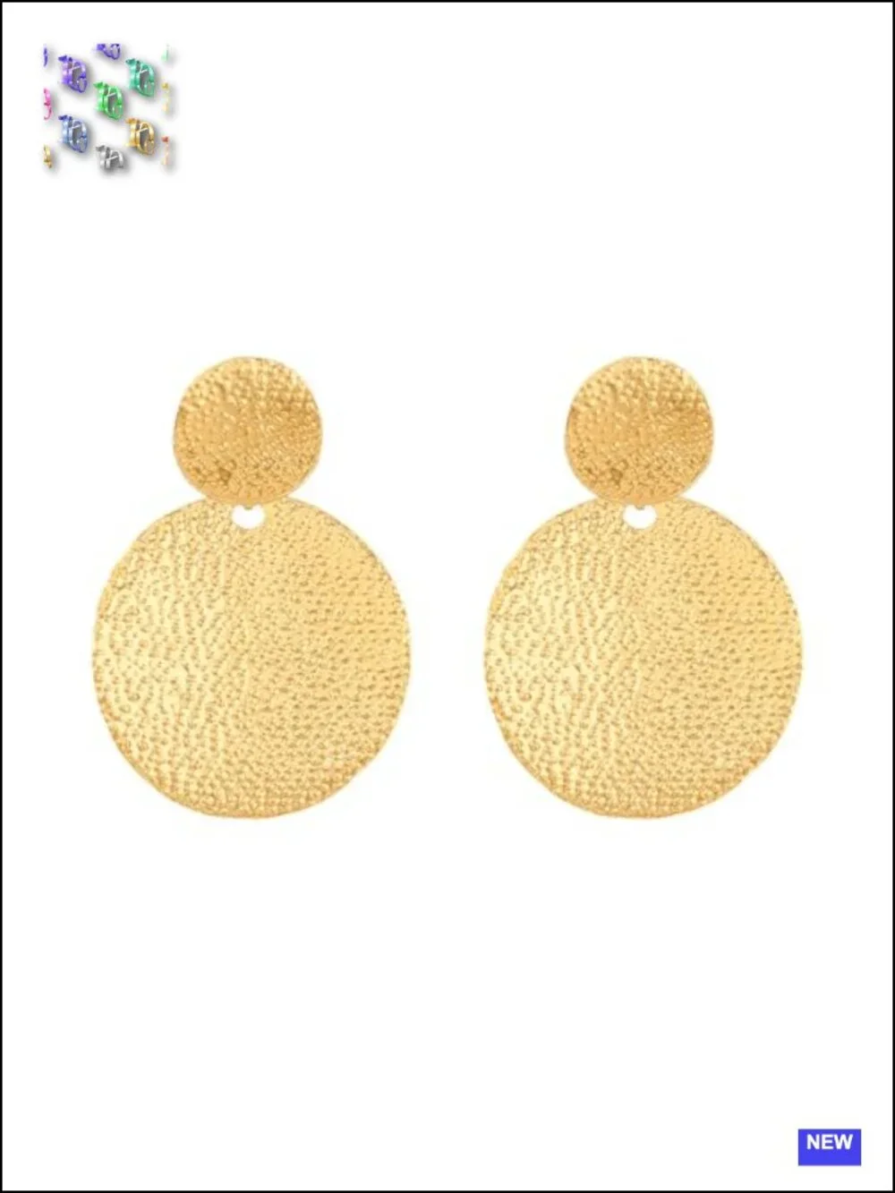 Matte Gold 14K Gold Plated Geometric Circle Drop Earrings Dangle
